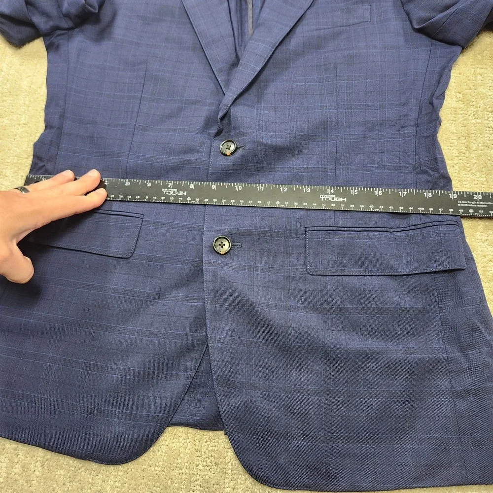 Bonobos Tollegno 1900 Blazer Jacket Mens 40R Slim Fit Blue Plaid Windowpane Wool